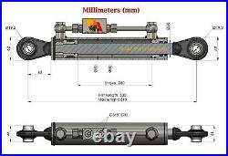 Barre de Poussée Hydraulique Cat 1-1 (530-810 mm) avec Clapet