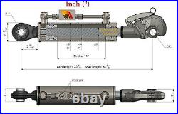 Barre de Poussée Hydraulique Cat. 2-2 (600- 880 mm) avec Crochet