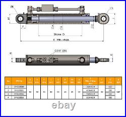 Barre de poussée hydraulique Cat. 1-1 (360 510 mm) avec clapet