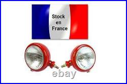 Paire phares complet rouge Horizontal Verre avec Logo Tracteur G et D